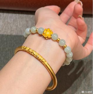 汉唐珠宝黄金莲花和田玉手串:送给女友与妈妈的至美之选